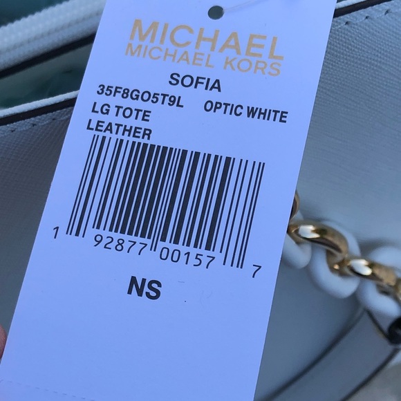 NWT Michael Kors Sofia Lg tote optic white - Picture 3 of 8